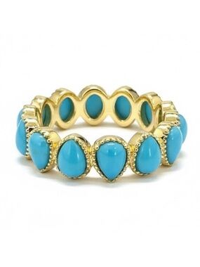 NWT Savvy Cie Jewels Simulated Turquoise Eternity Ring